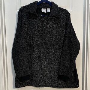 iActive Woman 2X Charcoal Gray /Black Fleece 1/4 zip pullover